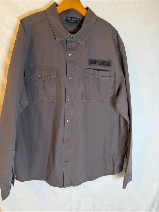 Harley-Davidson Other - Harley-Davidson Brown Snap-Front Lightweight Shirt Jacket